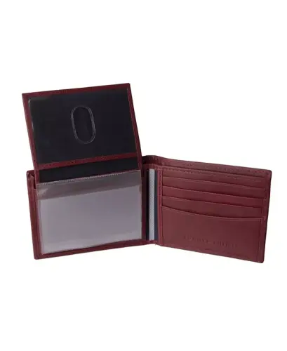 Men's Leather Passcase Wallet-Red - 2