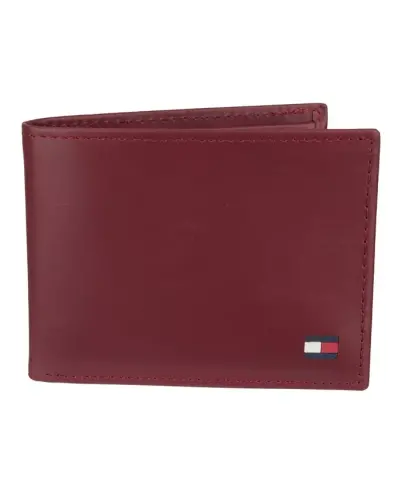 Men's Leather Passcase Wallet-Red - 1