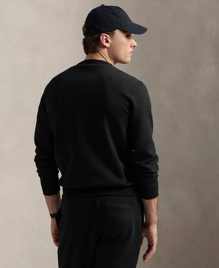 Men's Leather-Pony Double-Knit Sweatshirt Polo Black - 2