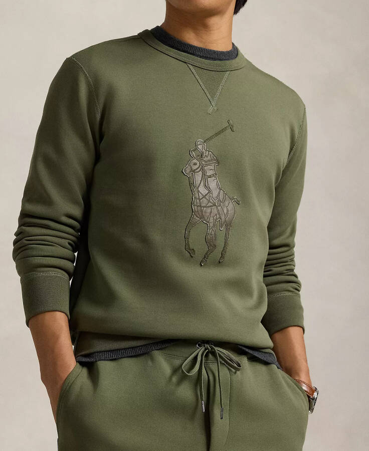 Men's Leather-Pony Double-Knit Sweatshirt Thermal Green - 3