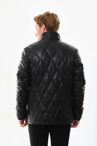 Men's leather puffer jacket - 8