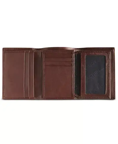 Men's Leather RFID Extra-Capacity Trifold-Brown - 1