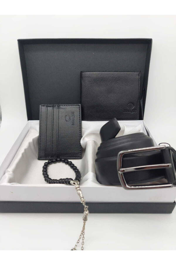 Men's Leather Wallet Belt Cardholder Set with Gift Box - 2