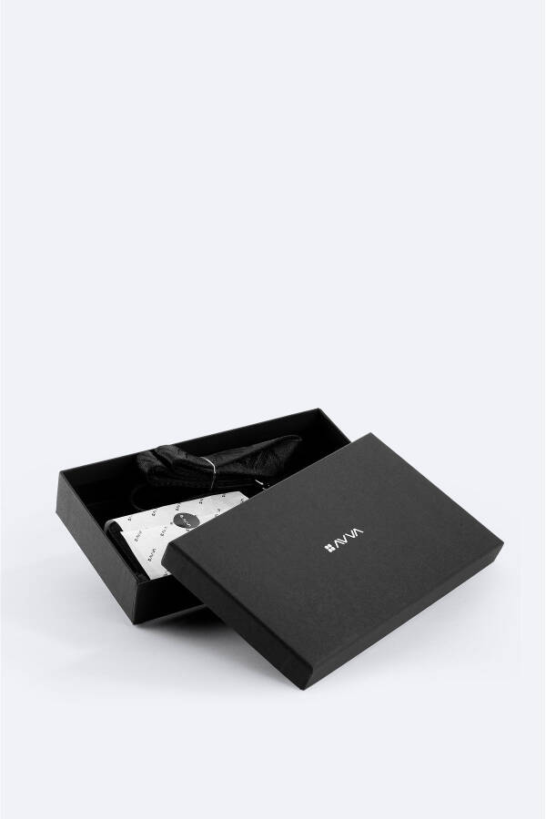 Men's leather wallet, black gift box. - 7