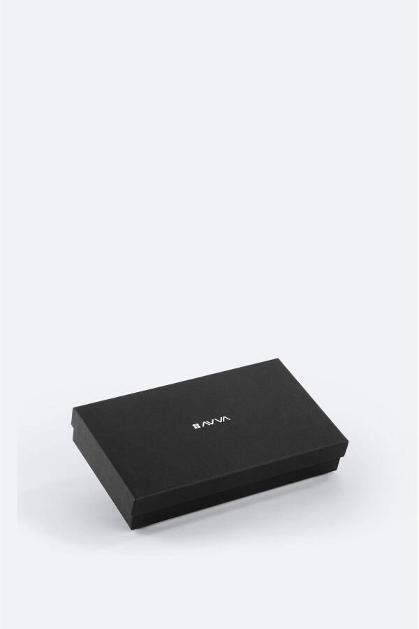 Men's leather wallet, black gift box. - 8