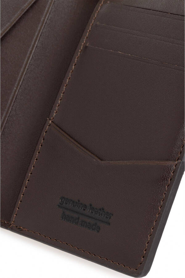 Men's leather wallet, brown, 100% leather. - 9