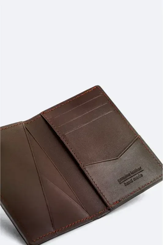 Men's leather wallet, brown, 100% leather. - 3