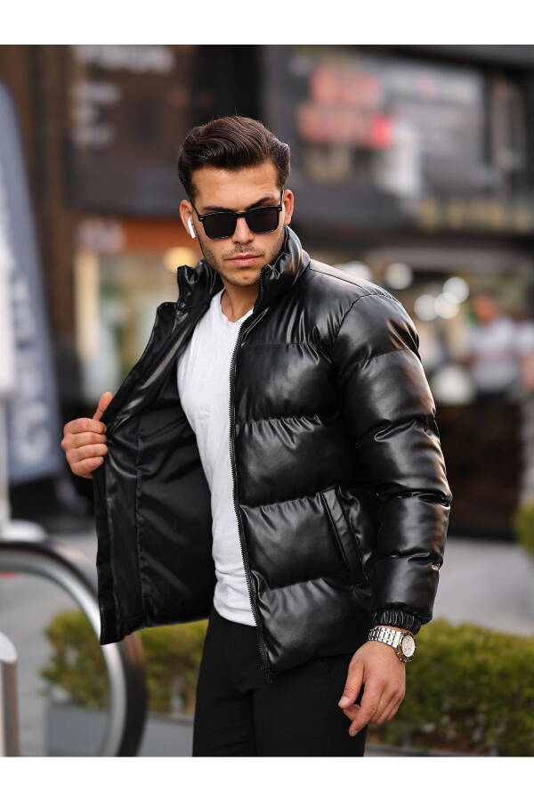 Men's Leather Winter Jacket Water And Cold Proof Puffer Jacket - 1