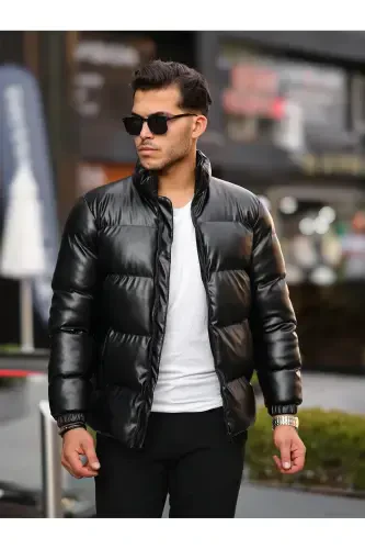 Men's Leather Winter Jacket Water And Cold Proof Puffer Jacket - BOYS MANS (1)