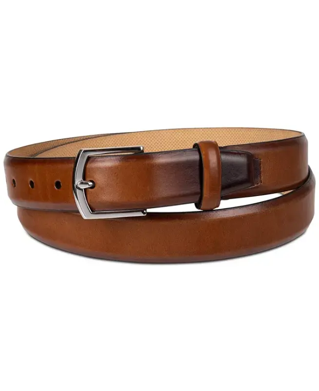 Men's Lewis Burnished Leather Dress Belt-Tan - COLE HAAN
