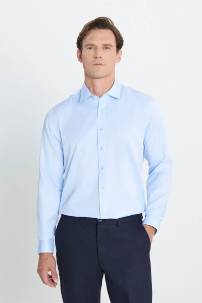 Men's Light Blue Slim Fit Narrow Cut Classic Collar %10 - ALTINYILDIZ CLASSICS
