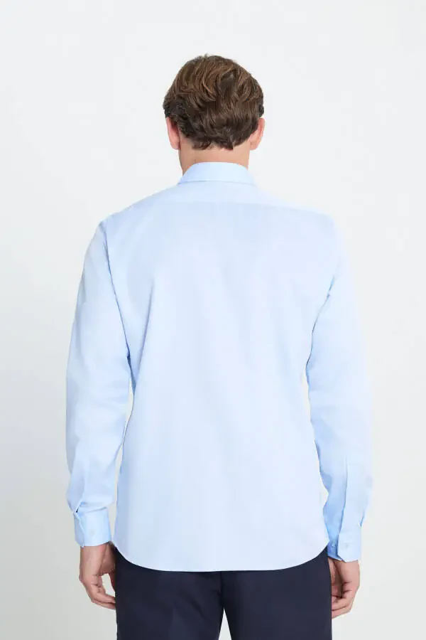 Men's Light Blue Slim Fit Narrow Cut Classic Collar %10 - 6