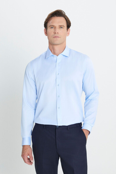 Men's Light Blue Slim Fit Narrow Cut Classic Collar %10 - 1