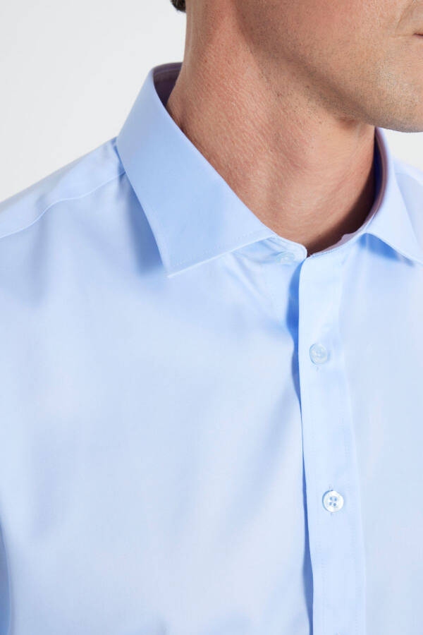 Men's Light Blue Slim Fit Narrow Cut Classic Collar %10 - 5