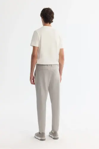 Men's Light Gray Carrot Fit Diagonal Pattern Knitted P - 3