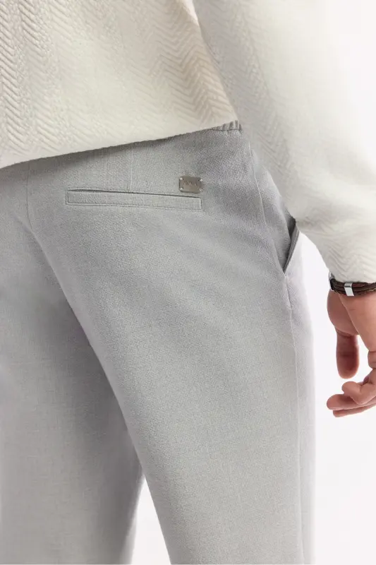 Men's Light Gray Slim Fit Elastic Waistband Bi-Stretch C - 5