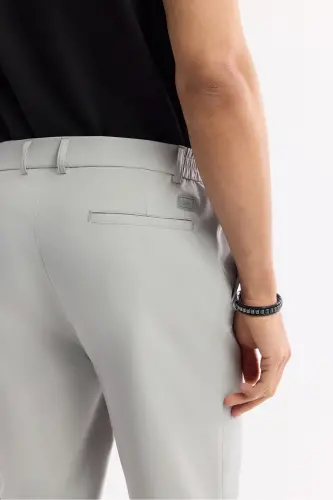 Men's Light Gray Slim Fit Elastic Waistband Bi-Stretch K 