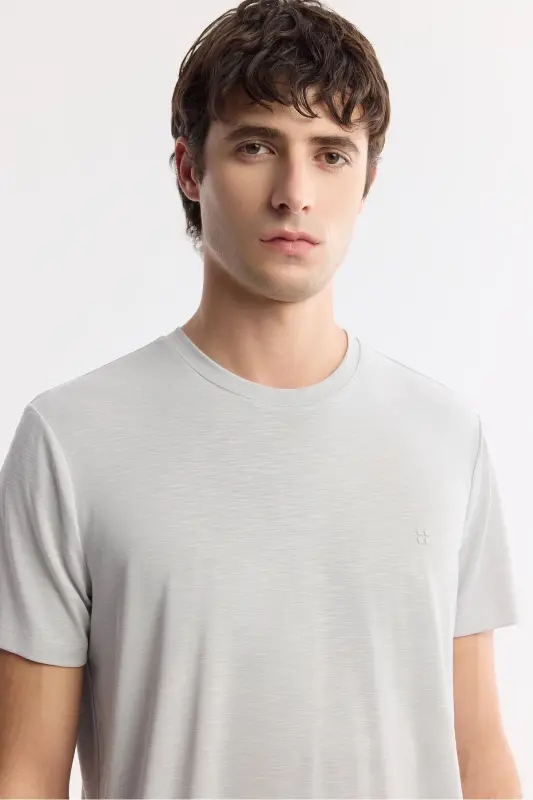 Men's Light Gray T-shirt Soft Touch Crew Neck Regular Fit B001031 - 3