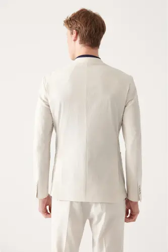 Men's Light Gray Waffle Textured Unlined Double Slit Jacket A31Y4012-Light Gray - 5