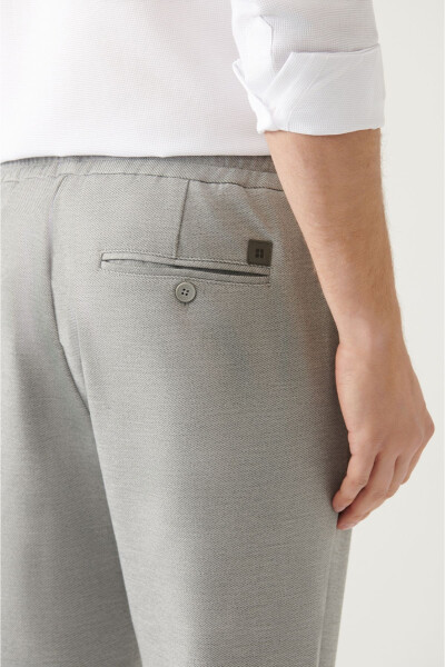 Men's Light Grey Jogger Pants with Side Pockets, Woven Drawstring Relaxed Fit B003005 - 21