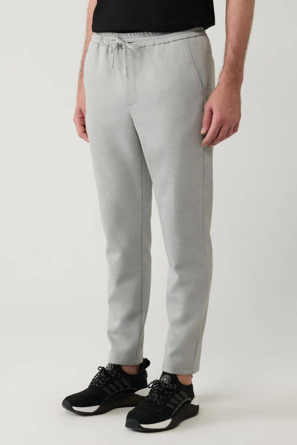 Men's Light Grey Jogger Pants with Side Pockets, Woven Drawstring Relaxed Fit B003005 - 10