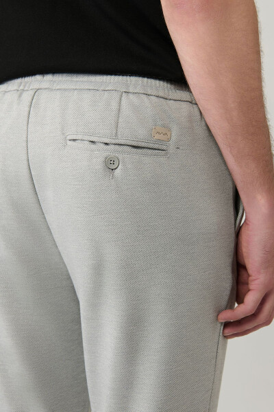 Men's Light Grey Jogger Pants with Side Pockets, Woven Drawstring Relaxed Fit B003005 - 14