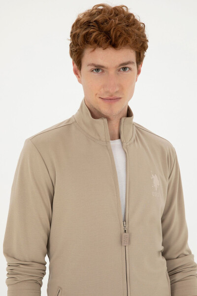 Men's Light Khaki Knit Cardigan - 2