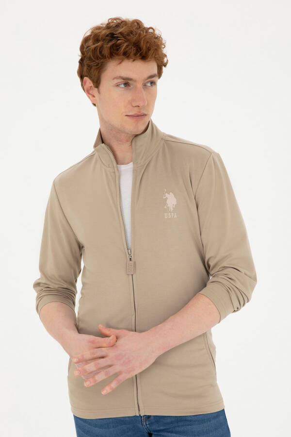 Men's Light Khaki Knit Cardigan - 3