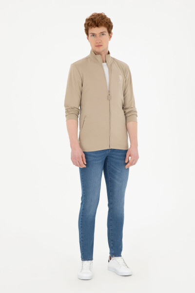 Men's Light Khaki Knit Cardigan - 4