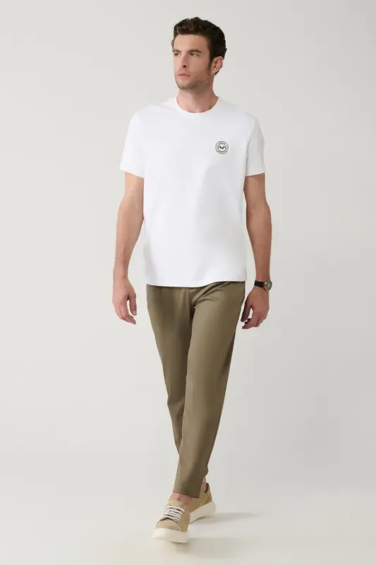 Men's Light Khaki Pagos Relaxed Fit Classic Waist Pants A41Y3037 - AVVA