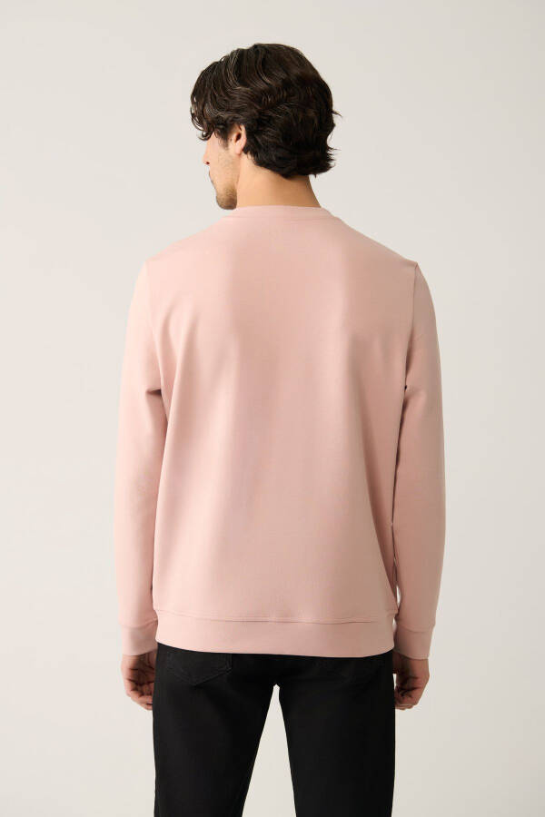 Men's Light Pink Crew Neck Printed Regular Fit Sweatshirt - 9