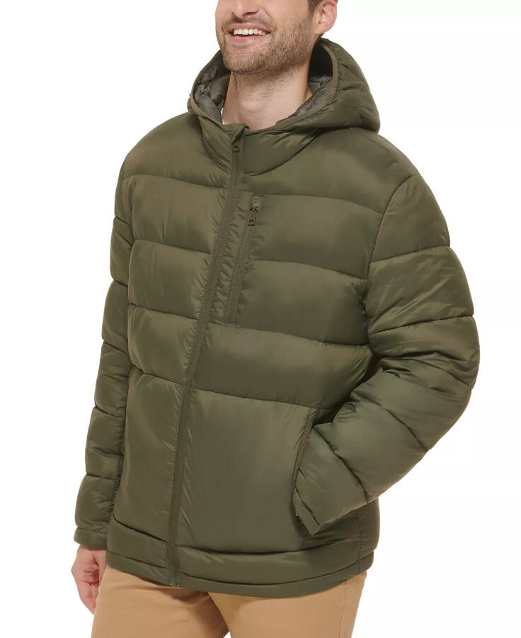 Men's Lightweight Hooded Puffer Jacket Army Green - 3