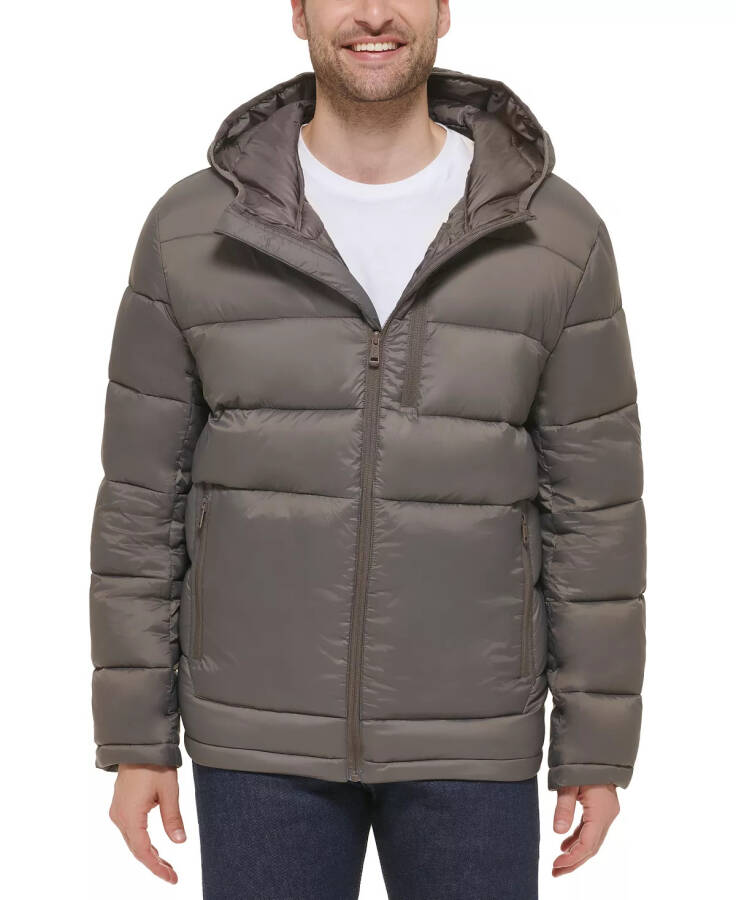 Men's Lightweight Hooded Puffer Jacket Charcoal - 1