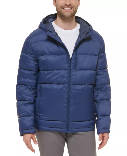 Men's Lightweight Hooded Puffer Jacket Navy - 1