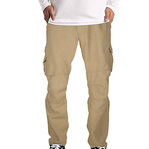 Men's Lightweight Joggers Pants Black Convertible Pants Men Tan Cargo Pants for Men Drawstring Pants Casual Loose - 2