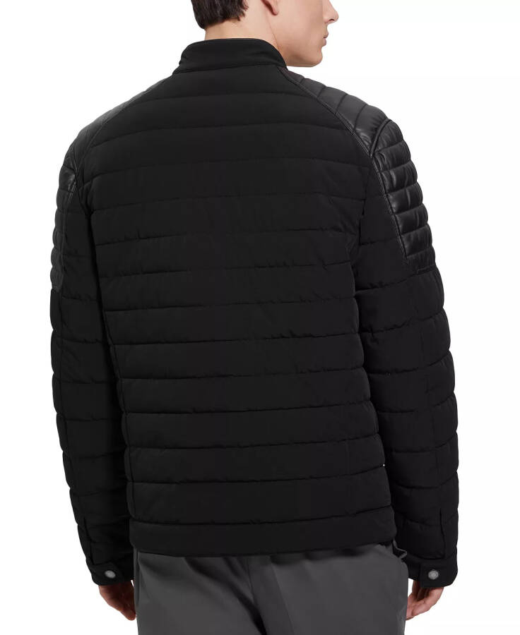 Men's Lightweight Quilted Jacket with Moto Detail Jet Black - 2