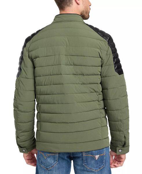 Men's Lightweight Quilted Jacket with Moto Detail Olive Morning - 2