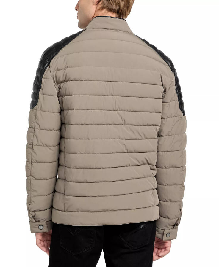 Men's Lightweight Quilted Jacket with Moto Detail Walnut Shell - 2