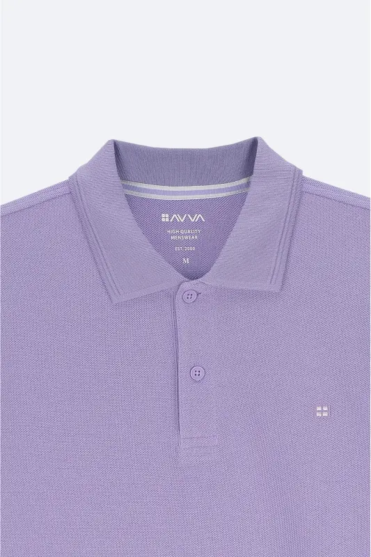 Men's Lilac 100% Cotton Quick-Drying Regular Fit Non-Wrinkle Polo Collar T-Shirt B001032 - 9