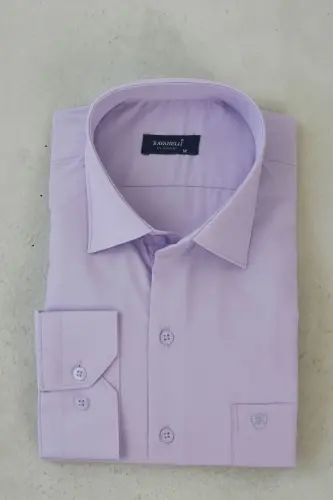 Men's Lilac Classic Fit Normal Collar Easy Iron Cotton Blend Shirt G90-Lilac - 1