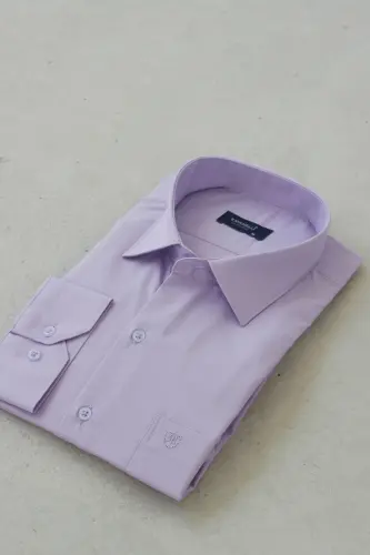 Men's Lilac Classic Fit Normal Collar Easy Iron Cotton Blend Shirt G90-Lilac - RAVANELLI (1)