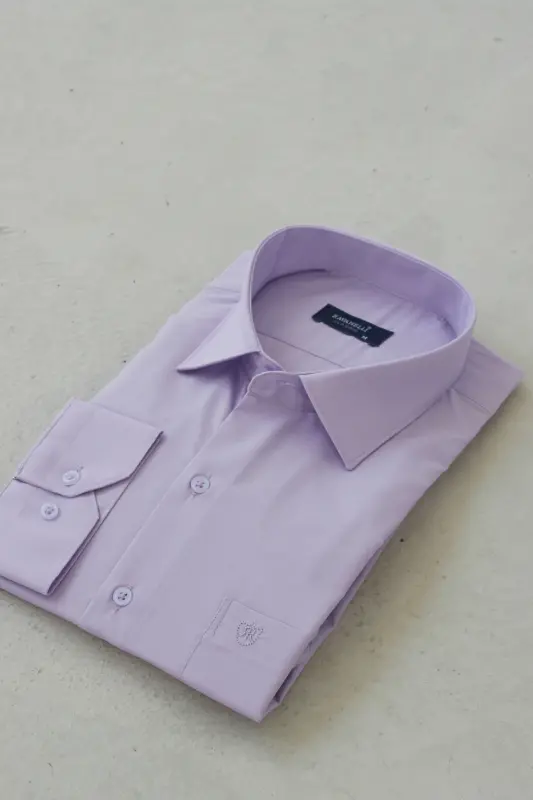 Men's Lilac Classic Fit Normal Collar Easy Iron Cotton Blend Shirt G90-Lilac - 2