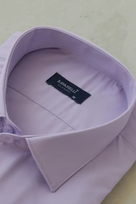 Men's Lilac Classic Fit Normal Collar Easy Iron Cotton Blend Shirt G90-Lilac - 3