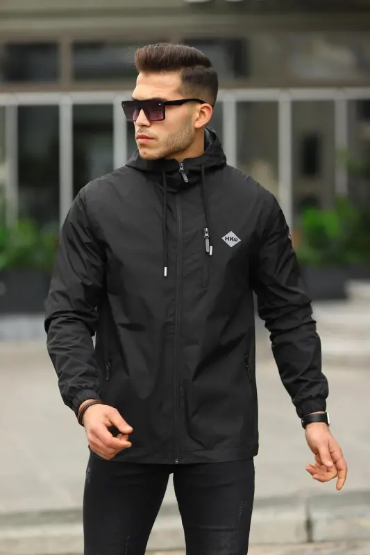 Men's Lined Waterproof Hooded Pocket Raincoat - 2