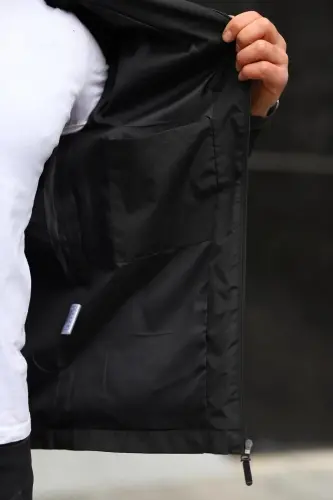Men's Lined Waterproof Hooded Pocket Raincoat - 5