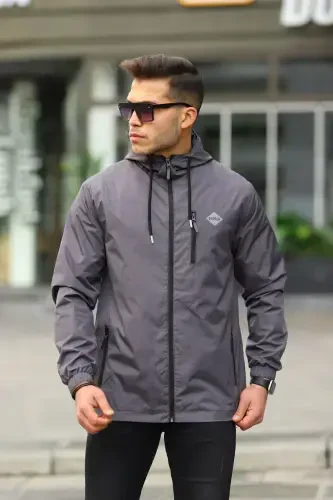 Men's Lined Waterproof Hooded Pocket Raincoat - 1