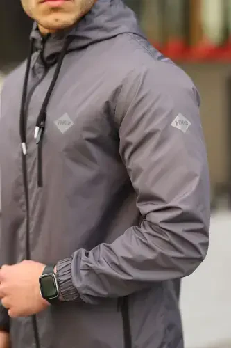 Men's Lined Waterproof Hooded Pocket Raincoat - 5