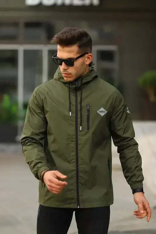 Men's Lined Waterproof Hooded Pocket Raincoat - 2