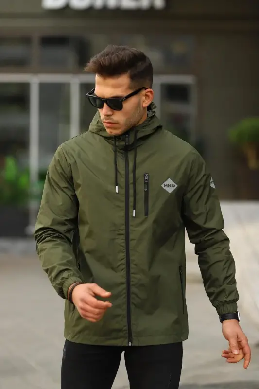 Men's Lined Waterproof Hooded Pocket Raincoat - 3