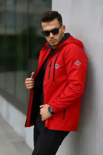 Men's Lined Waterproof Hooded Pocket Raincoat - 5